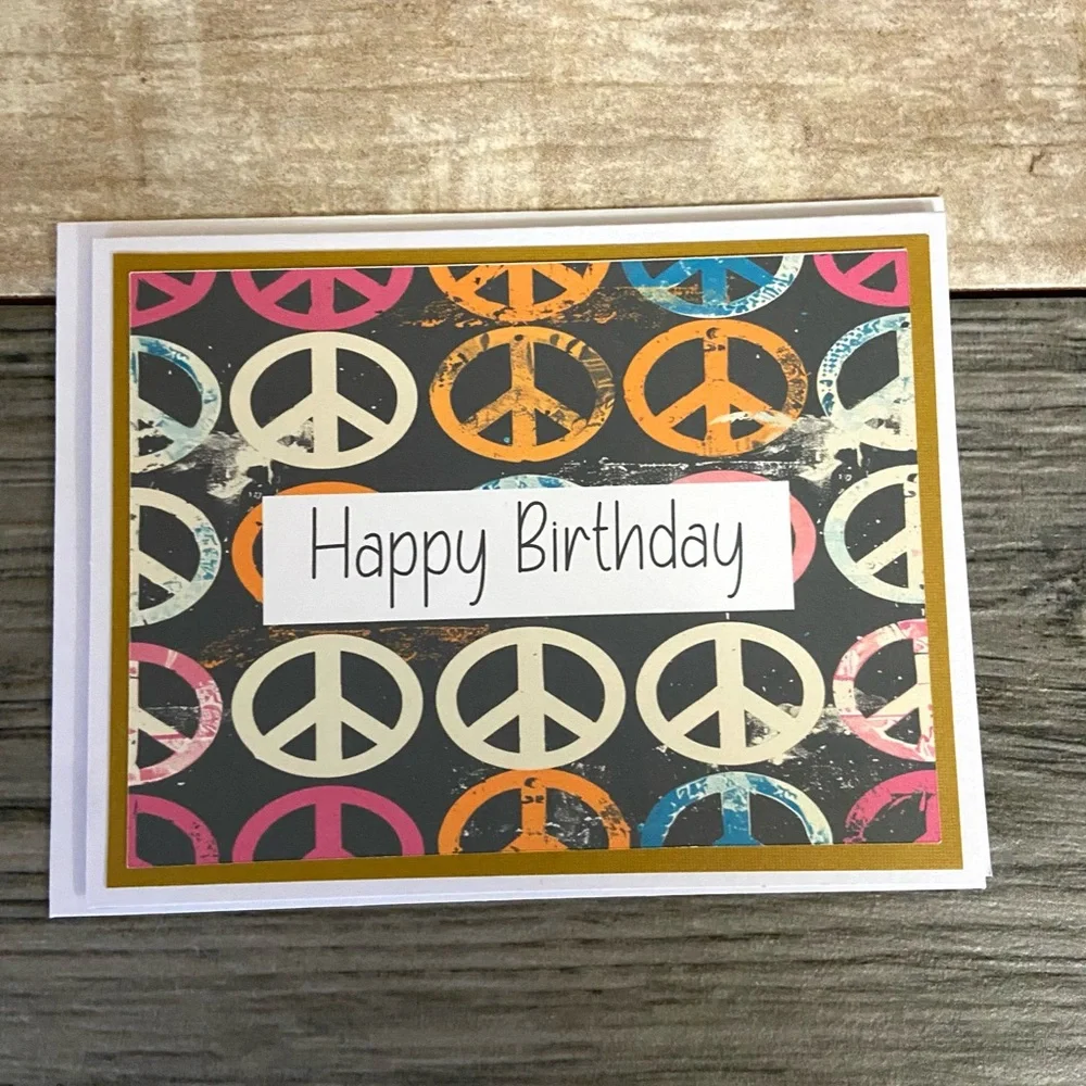 Peace Sign Birthday /Hello Greeting Cards Set of 4